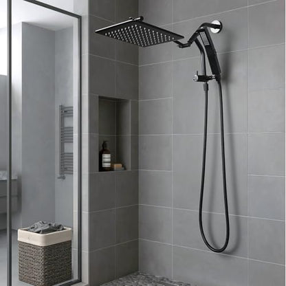 G-Promise All Metal Shower Diverter with Low Handheld Holder (Matte Black) | 6 Inch Downward-Extend Bracket for All Heights, 4 Spray Modes with Pause Mode, Anti-Leak, Easy Install, Universal Replacement - color: Matte Black, size: Lower 6 Inch