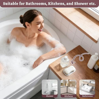 Soap Saver Pads for Bar Soap Holder, Non-Slip Reusable Soap Sponge Saver | 4 Pack Self-Draining Soap Dish Lifting Pad for Shower, Bathroom & Kitchen, Quick-Dry, BPA-Free, Easy to Clean White and Gray