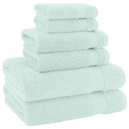 American Veteran Towel, 100% Cotton Turkish 6 Piece Towel Set, Luxury Towels Set of 6 for Bathroom Essentials, 2 Bath Towel 2 Hand Towel 2 Washcloth, Mint Green - color: Mint, size: XL 6PC