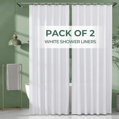 AmazerBath Shower Curtain Liner 2 Pack, 72 x 84 Inches PEVA Plastic Shower Liner with 3 Weighted Stones and 12 Rustproof Metal Grommet, Lightweight Waterproof Shower Curtain - White - color: White, size: 72"W x 84"L (Pack of 2)