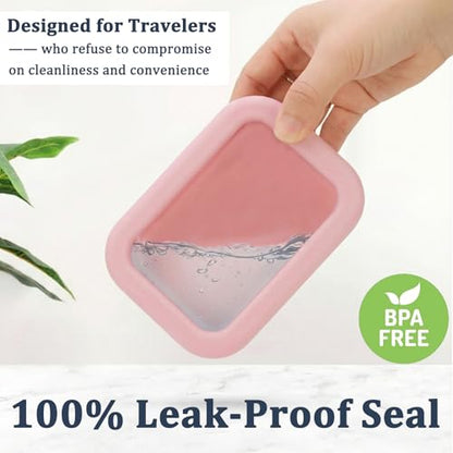 Leak Proof Silicone Travel Soap Case with Draining Tray - Bar Soap Holder for Travel, Gym & Camping - Mess-Free Portable Soap Container for Carry-on Bags (Light Pink) - color: Light Pink