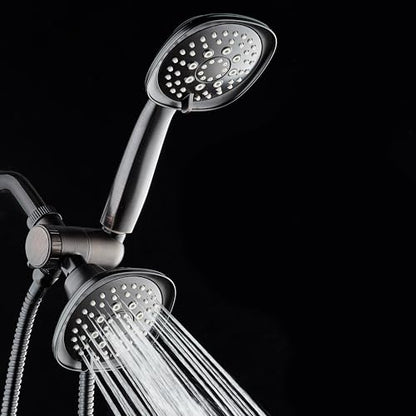 AquaDance Luxury Square 48-setting High-Pressure Dual Head/Handheld Shower Spa Combo. Extra-Long 72" Stainless Steel Hose, 3-way Flow Diverter, Oil-Rubbed Bronze Finish - color: Oil Rubbed Bronze