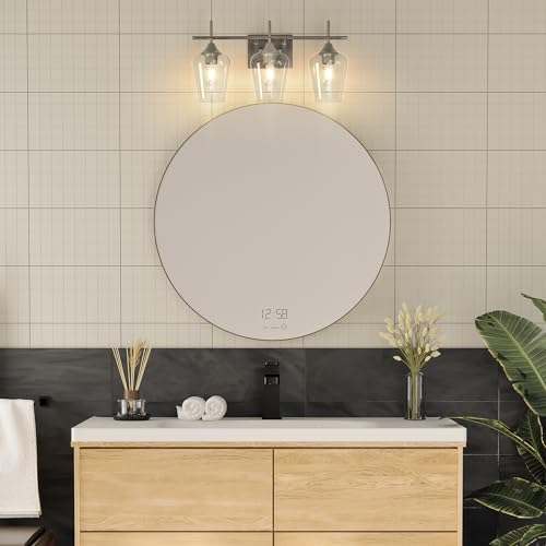 VONLUCE 3 Light Bathroom Vanity Light Fixture,Brushed Nickel | Wine Glass Shades, E26 Sockets, Easy to install, Vanity Lights for Bathroom Bedroom Hallway Living Room - color: Nickel, size: 3-Light