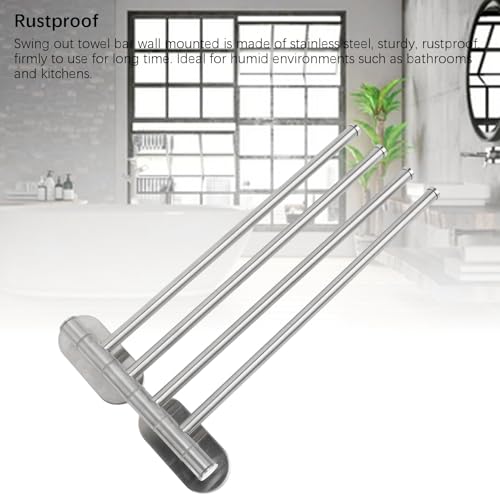 Swivel Towel Rack,Bath Towel Holder Swing Out 304 Stainless Steel 2 Or 4 Bar Folding Arm Bathroom Handtowel Rack Hanger for Kitchen (4 Arm) - color: 4 Arm