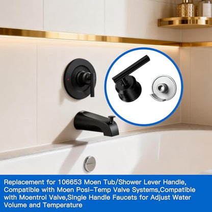 All Metal Replacement for Moen Tub/Shower Lever Handle, Compatible with Moen Posi Temp Shower Handle and for Cartridge,Single Handle Faucets for Adjust Water Volume and Temperature,Retro Black - color: Retro Black