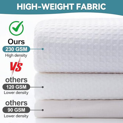Conbo Mio Extra Long No Hook Waffle Weave Shower Curtain with Snap in Liner Set, Hotel Luxury White Shower Curtains for Bathroom with See Through Top Window, Waterproof, Washable 71W x 84H - color: Waffle-white, size: 71"W x 84"L (Pack of 1)