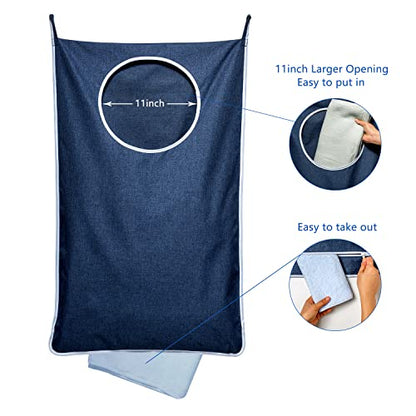 KEEPJOY XL Hanging Laundry Hamper Bag, Large 36"x22" Clothes Hanging Hamper with Strong Hooks for Dirty Clothes Laundry Storage Bag (Blue,1-Pack) - color: Blue