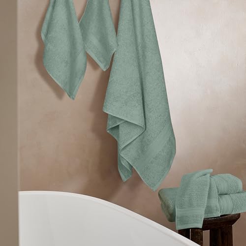 BOUTIQUO 6 Pack Cotton Towel Set, Contains 2 Bath Towels 27x54 inch, 2 Hand Towels 16x24 inch & 2 Wash Coths 12x12 inch, Ideal Everyday use, Ultra Soft Compact & Lightweight - Jade - color: Jade, size: 6 Piece Towel Set