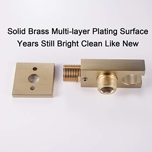 Brass Brushed Gold Hand Shower Head With Wall Connector and Hose Set | Modern Square High Pressure Wall Mount Handheld Showerheads Set - color: Brushed gold handheld set