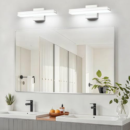SineRise 16-Inch LED Modern Bathroom Vanity Light Bar, Chrome Modern Acrylic Bathroom Wall Lighting Fixtures Over Mirror (Cool White 6000K) - color: Chrome-Cool White, size: 16-Inch