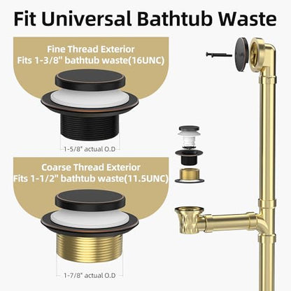Tip-Toe Bathtub Drain Kit with Hair Catcher, Oil Rubbed Bronze | 2-Hole Overflow Faceplate, Solid Brass, 5-Layer Plated, Fits 1.5"/1.75" Drains, For Bathroom Remodel, Matches Fixtures - color: Oil Rubbed Bronze