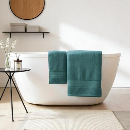 COZYART Bath Towel Set 6 PCS, Luxury 100% Turkish Cotton 650GSM Ultra Soft | Absorbent Quick Dry, OEKO‑Tex 100 Cert. Zero Twist Ring Spun Cotton, Plush Fluffy, Breathable Hotel Quality Bathroom Towels - color: Teal