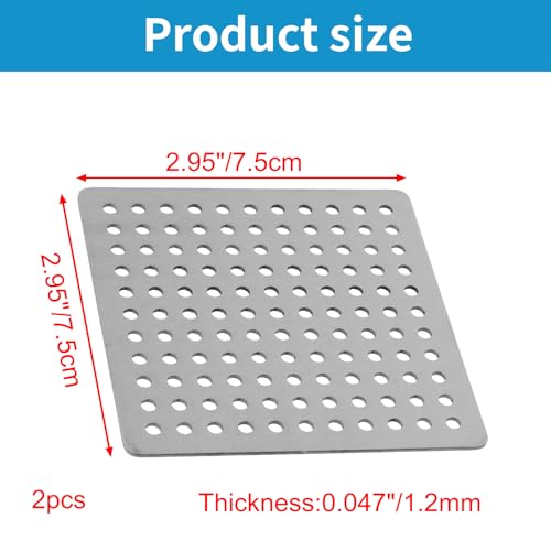Square Drain Cover Grates,2.95" x 2.95" 304 Stainless Steel Drainage Grate Cover Replacement Floor Drain Strainer for Shower, Bathroom Floor, Balcony, and Outdoor Garden Drains -2pcs - size: 2.95" x 2.95"