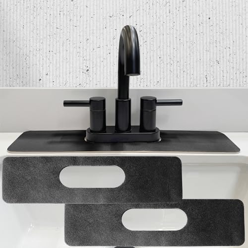 Faucet Mat Bathroom Sink Oval-Hole : AHA HOMEWARE Diatomite Rubber Bathroom Sink Splash Guard Oval Hole 2 Packs (Black) - color: Black