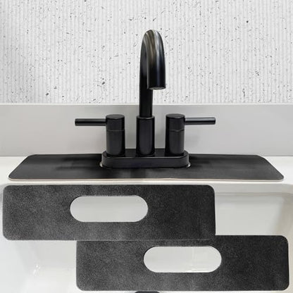 Faucet Mat Bathroom Sink Oval-Hole : AHA HOMEWARE Diatomite Rubber Bathroom Sink Splash Guard Oval Hole 2 Packs (Black) - color: Black