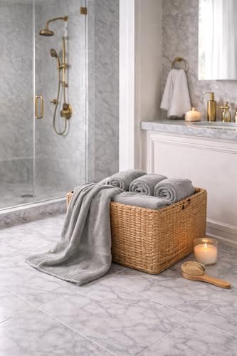 100% Egyptian Cotton Towel Set, 600 GSM, Double Twisted Yarns, Ultra Soft & Highly Absorbent Towels, Made in Egypt. (Grey, Single Set Cotton Towels) - color: Grey