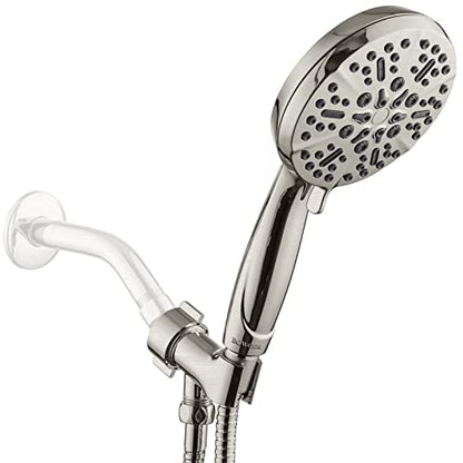 High Pressure Shower Head with Handheld - 5 Spray Settings High Flow Detachable Rain Shower Heads with 60” Extra-long Stainless Steel Hose and Adjustable Bracket with Brass Joint – Brushed Nickel - color: Brushed Nickel, style: 5 Modes