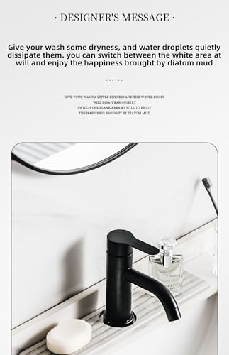 Bathroom Sink Drying Pad with Water Faucet Holder, Quick-Dry Diatomite Mat, Kitchen Counter Organizer (Grey) - color: Gray
