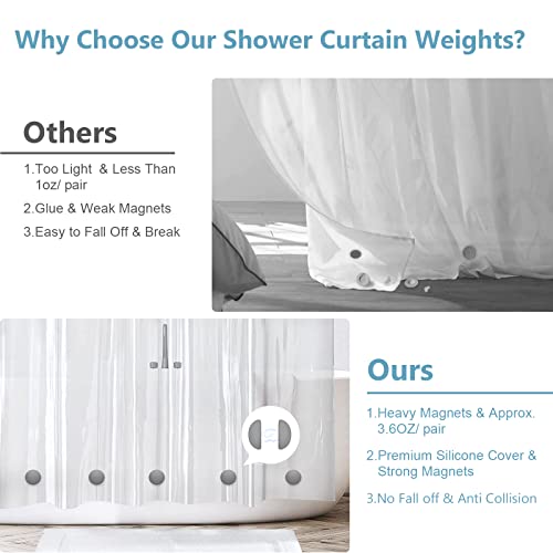 VANZAVANZU 5 Pairs Shower Curtain Weights, Silicone Wrapped Magnets, Heavy Duty Magnets Prevent Curtain Liner from Blowing, Rust-Free, Gray - color: Grey, size: 1.2"W x 1.2"L (Pack of 5)