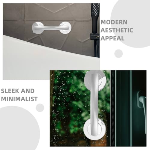 Abaodam 2pcs Bathroom Safety Grab Bars with Thickened Suction Cups, Heavy Duty Plastic Suction Handles for Elderly, Removable Assist Handles for Slippery Areas and Kitchen Use
