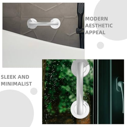 Abaodam 2pcs Bathroom Safety Grab Bars with Thickened Suction Cups, Heavy Duty Plastic Suction Handles for Elderly, Removable Assist Handles for Slippery Areas and Kitchen Use