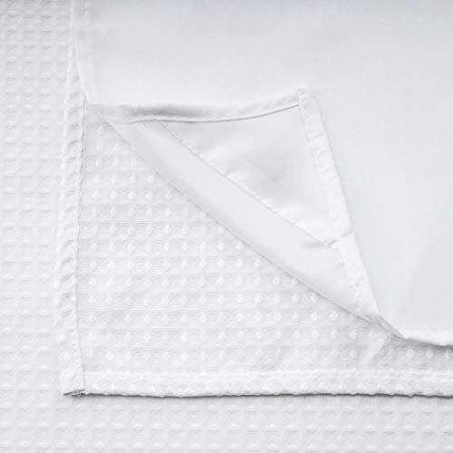 RiverDream Heavyweight Waffle No Hook Shower Curtain with Liner,White,54x80 | Dotted Waffle,Snap-in Liner,Heavy Duty,Quick Dry,Mesh Top Window,With Bottom Magnets,Hotel-Grade,Washable,Stall Long Size - color: White, size: 54"W x 80"L (Pack of 1)