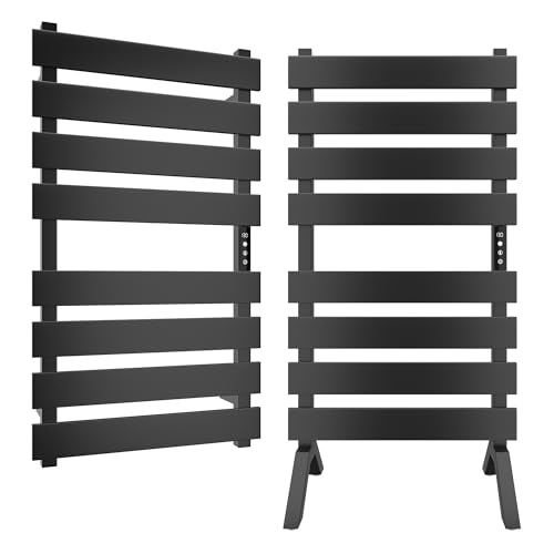 Poloma Freestanding Heated Towel Racks for Bathroom, Towel Warmer Rack, Towel Dryer, Matt Black. CSA Certified.