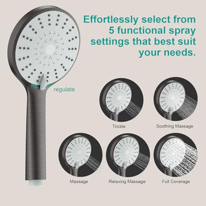 Shower Slide Bar Handheld Shower Head with Hose, 5-Function Hand Shower with Wall Mount，shower slide bar,adjustable height shower head (A-round, ORB) - color: ORB