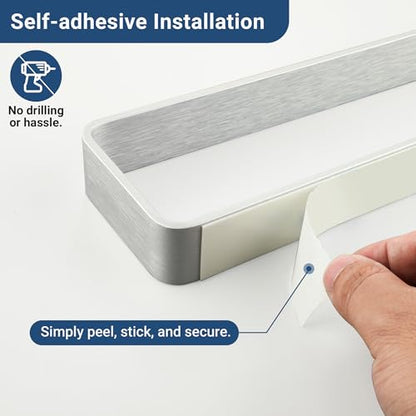 SAYAYO Brushed Nickel Hand Towel Holder for Bathroom Wall, 12 Inch Self Adhesive Towel Bar Hand Towel Rack Square Heavy Duty - color: Brushed Nickel, size: 12 Inch