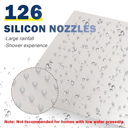 NearMoon Rain Shower Head, High Flow Stainless Steel Rainfall Shower, High Pressure Design, Awesome Shower Experience Even At Low Water Flow (12 Inch Rectangle, Brushed Nickel) - color: Brushed Nickel, size: 12*8 Inch