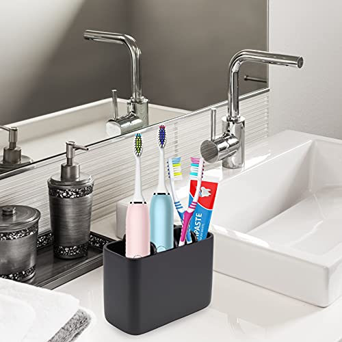Toothbrush Holder Bathroom Toothbrush Toothpaste Organizer Tooth Brush Holder Makeup Brushes Holder Resin (Black) - color: Black