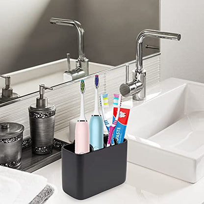 Toothbrush Holder Bathroom Toothbrush Toothpaste Organizer Tooth Brush Holder Makeup Brushes Holder Resin (Black) - color: Black