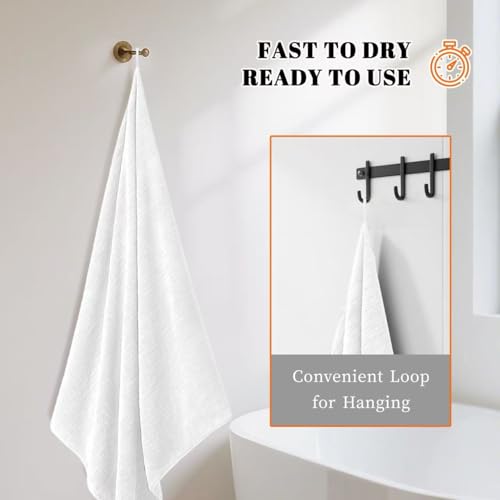 Bath Towels Set of 4 Extra Large 35 x 70 Inches,Luxury Thick High Absorbent and Quick Dry Bath Sheet,Ultra Soft Microfiber,Bathroom,Beach,Yoga,Sport,SPA,Fitness (White) - color: White, style: 4 Piece Bath Towels