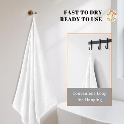 Bath Towels Set of 4 Extra Large 35 x 70 Inches,Luxury Thick High Absorbent and Quick Dry Bath Sheet,Ultra Soft Microfiber,Bathroom,Beach,Yoga,Sport,SPA,Fitness (White) - color: White, style: 4 Piece Bath Towels