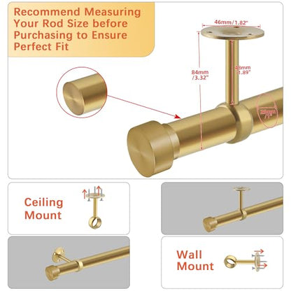 Alise Curtain Rod Holder Bracket 1''Dia,Closet Rod Holders Wall Mount,4 Pcs | Ceiling Mounted Curtain Rod Flange Brackets,Ceiling Curtain Rods Brackets,for Bathroom Curtain,Stainless Steel,Gold Finish - color: Golden Finish, size: 25mm/1-Inch Dia.