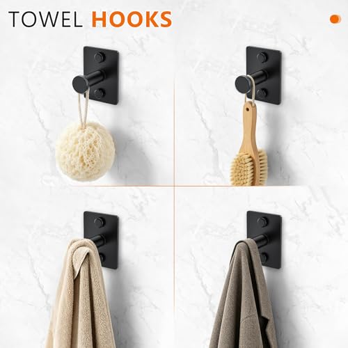 5 Pieces Bathroom Hardware Accessories Set Matte Black Towel Bar Set Stainless Steel Wall-Mounted 23.6 Inch Towel Holder - color: Matte Black