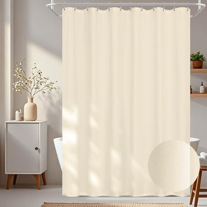 Seenus Waterproof Soft Microfiber Shower Curtain TPU Backed Lightweight, Cream Fabric Shower Curtain Liner with 2 Large Magnets, 72 x 72 Inch Hotel Quality 2 in 1 Shower Curtain Washable for Bathtoom - color: Cream, size: 72"W x 72"L (Pack of 1)