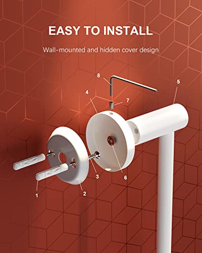 Adjustable White Towel Bar, Stainless Steel Towel Rod for Bathroom | Length 16 to 27.6 Inch, Wall Mounted Towel Rack, Shower Towel Hanger, Extendable Towel Rod for Washroom Kitchen with S Hooks - color: White