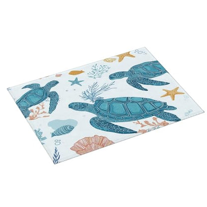 Turtle Pattern Dish Drying Mat for Kitchen Counter Absorbent Microfiber Reversible Dish Pad Fast Drying Countertop Protector Extra Large"18x24"Dish Mat - color: Light Blue-Turtle