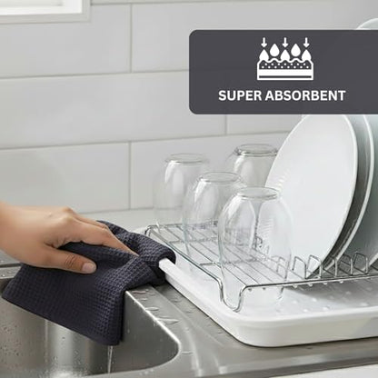 Waffle Weave Kitchen Towel, 100% Cotton - 15x25 Inches with Hanging Loop, Ultra Soft Absorbent Quick Drying Dish Cloth, Tea and Hand Towels, 4 Pack - Spring Easter Summer - Dark Grey - color: Dark Grey, size: 15 x 25 - 4 Pack