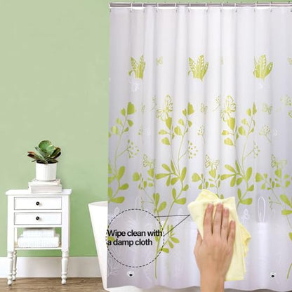 Plastic Shower Liner - Premium PEVA 4G Shower Curtain Liner with Rustproof Grommets and 3 Weighted Magnets, Waterproof Shower Curtains for Bathroom (Green Butterfly) - color: Green Butterfly, size: 71"W x 71"L (Pack of 1)