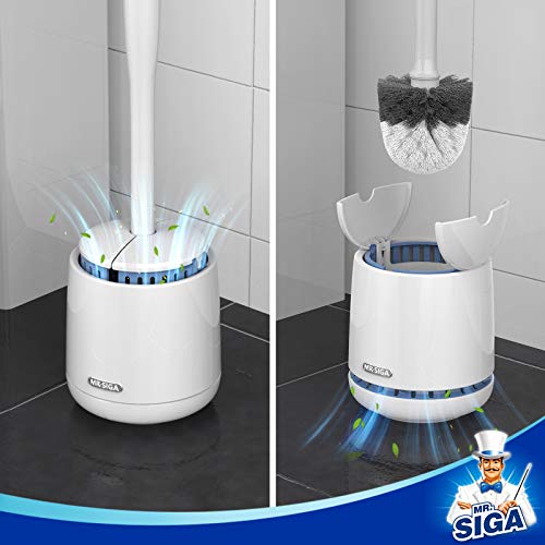 MR.SIGA Toilet Bowl Brush and Holder, Sturdy Long Handle, White, 12 Pack - color: White, size: One Size (Pack of 12)
