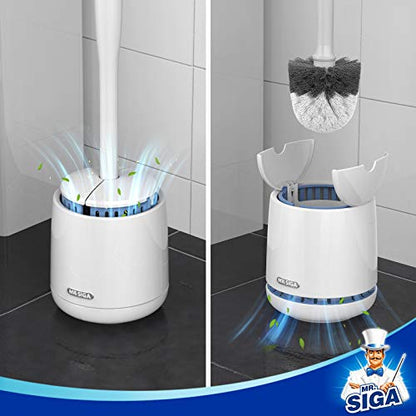 MR.SIGA Toilet Bowl Brush and Holder, Sturdy Long Handle, White, 12 Pack - color: White, size: One Size (Pack of 12)