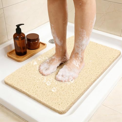 17 * 30in Shower Mat Bathtub Mat Non Slip | Bathmats Non Slip, Quick Drying Foot Scrubber Loofah Mats for Inside Shower, Tub, Bathroom, Home, Beige - color: Beige, size: 30" x 17" (Rectangular)