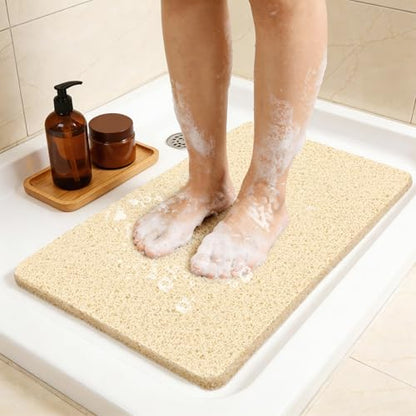 17 * 30in Shower Mat Bathtub Mat Non Slip | Bathmats Non Slip, Quick Drying Foot Scrubber Loofah Mats for Inside Shower, Tub, Bathroom, Home, Beige - color: Beige, size: 30" x 17" (Rectangular)