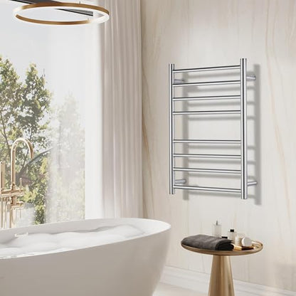 Electric Heated Towel Warmer - Wall Mounted Bathroom Towel Rack, Plug-in Design & Brushed Stainless Steel Finish 8 Bar (Polished) - color: Polished With Single Press, size: 8 Bar