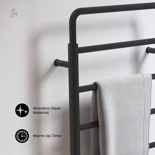 Swiss Madison Ivy 8-Bar Electric Towel Warmer Heated Towel Racks for Bathroom in Matte Black - color: Black