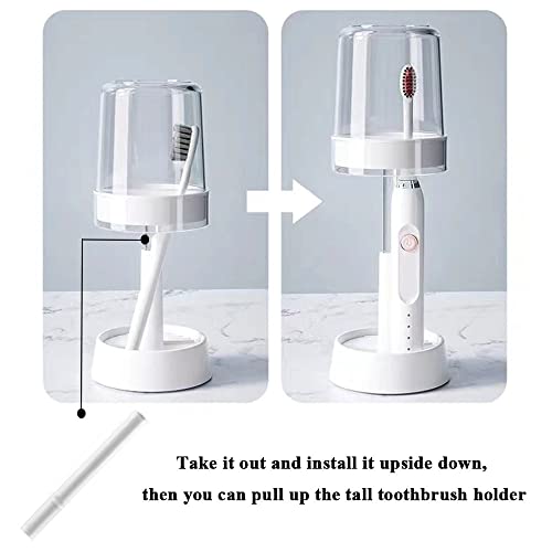 Toothbrush Holder with Cup/Cover Contains 2 Slots, Compatible with Electric Toothbrushes and Conventional Toothbrushes, Can Store Toothpaste Meiloi