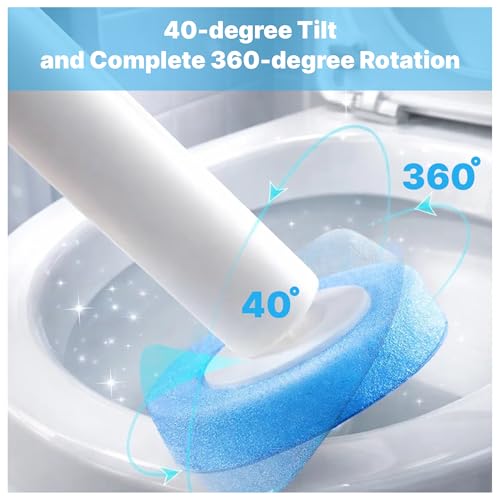 CiLoN 30 Pack Disposable Toilet Bowl Brush & Holder Set with Auto-Open Lid | Wall-Mounted Disposable Toilet Cleaning Set For Touch-Free Space-Saving Hygienic Modern Bathrooms (Starter Kit + 30 Sponge) - size: Starter Kit + 30pcs Refill Heads