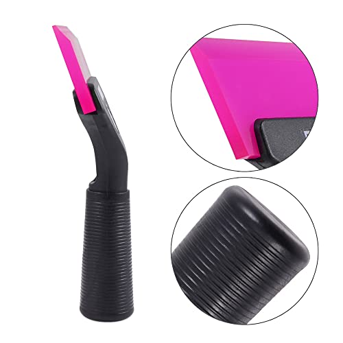 FOSHIO Small Squeegee with 5 Inch Pink Rubber Blade Mini Wiper Window Tinting Tools for Mirror Glass Window Cleaner with Non-Slip Handle - color: Pink